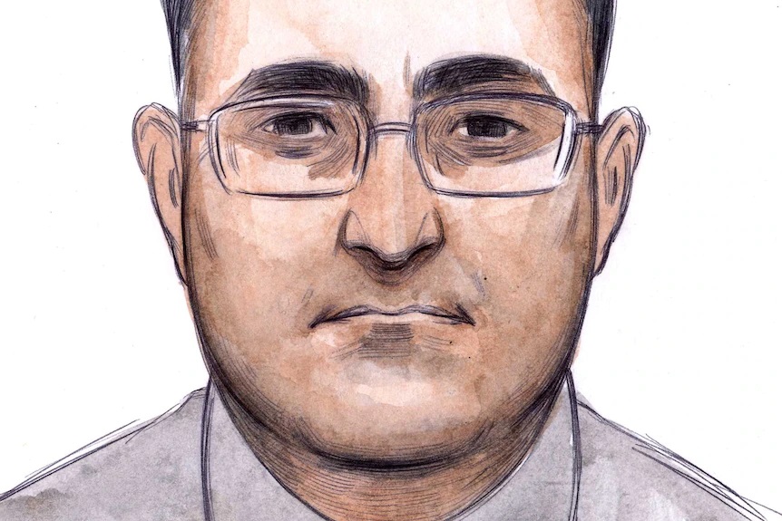 court sketch of Bradley Edwards- Edwards raped the girl a year before Sarah Spiers went missing from Claremont